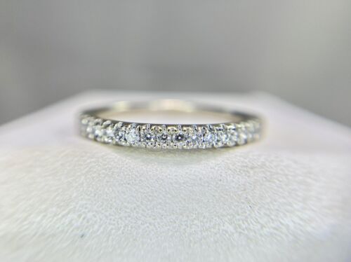 14k White Gold Natural Round Brilliant Diamond Wedding Band Ring