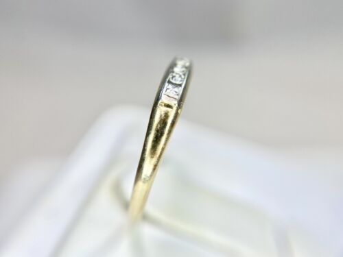 Vintage Art Deco 14k Yellow Gold Round Single Cut Diamond Wedding Band Ring