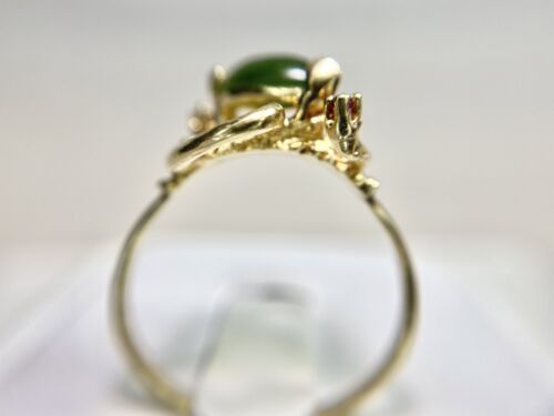 Vintage 10k Yellow Gold Marquise Green Jade Round Red Ruby Cocktail Ring