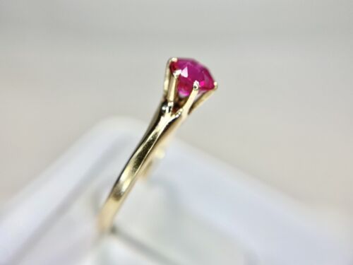 Vintage Victorian 10k Yellow Gold Round Pink Rubellite Buttercup Solitaire Ring