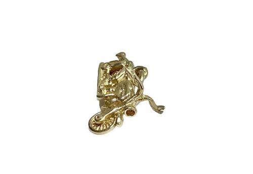 Vintage 14k Yellow Gold Handcrafted Motorcycle Small Charm Pendant