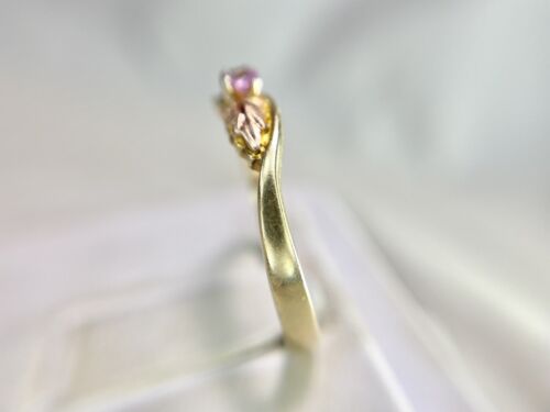 10k Yellow Gold Signed Black Hills Gold Natural Round Pink Topaz Solitaire Ring