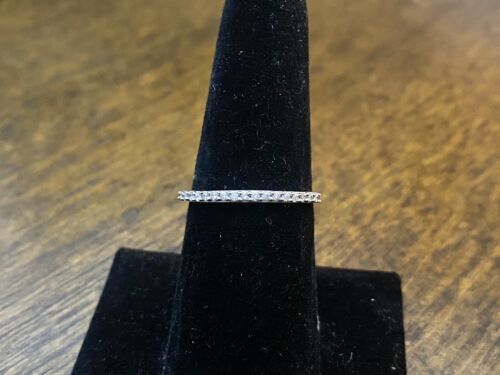 10k White Gold Designer Signed Natural Round Diamond Wedding Band Stack Ring