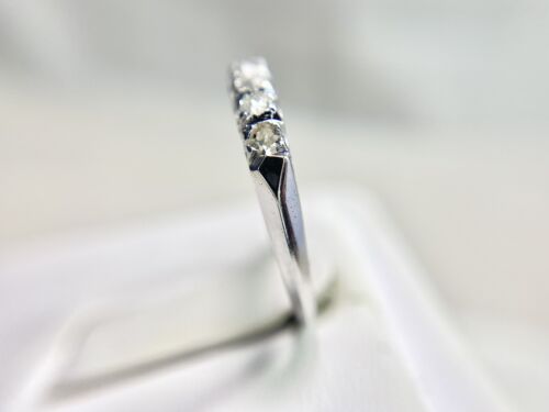 Vintage Art Deco 14k White Gold Old European Diamond Wedding Band Ring