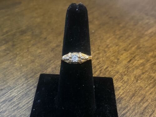 Vintage Art Deco 14k Yellow Gold Natural Old European Diamond Engagement Ring