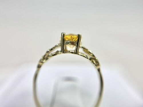 Vintage 14k Yellow Gold Synthetic Marquise Shape Yellow Sapphire Solitaire Ring