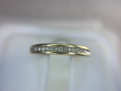 Estate 10k Yellow Gold Natural Round Diamond Channel Set Wedding Band Ring