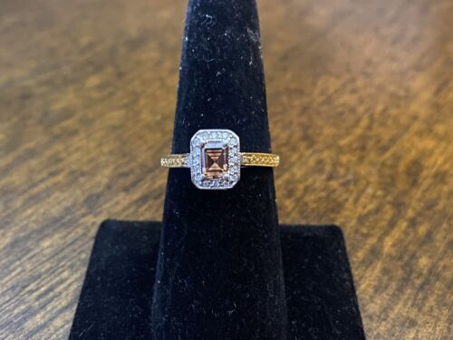 Vintage 14k Yellow Gold Natural Emerald Cut Fancy Brown Diamond Engagement Ring