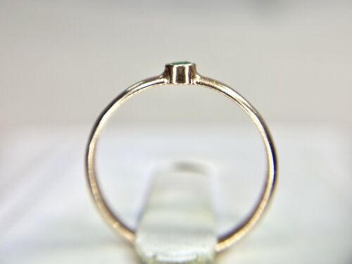 14k Rose Gold Natural Round Shape Small Green Emerald Bezel Set Ring