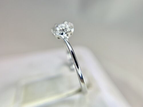 10k White Gold Designer Natural Round Diamond Square Halo Small Engagement Ring