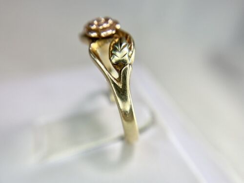 Vintage 10k Yellow Rose Gold Hand Crafted Small Flower Ring