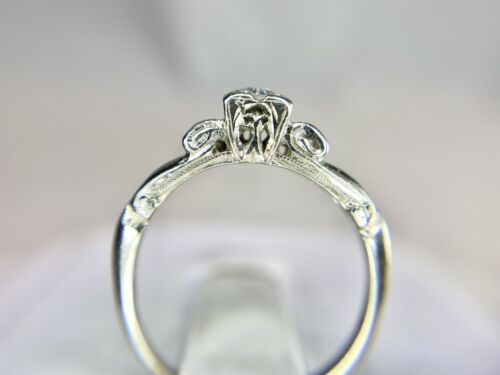 Vintage Art Deco 14k White Gold Round Old European Diamond Engagement Ring 1/3 