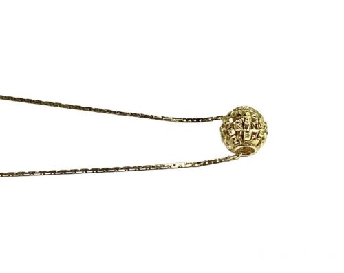 Vintage 14k Yellow Gold Designer Italian Round Ball Circle Pendant Necklace 