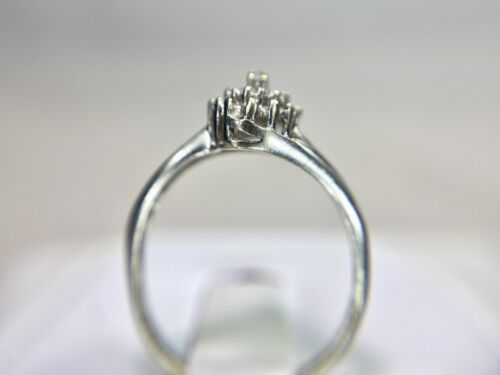 Vintage 10k White Gold Natural Round Diamond Small Cluster Bypass Ring