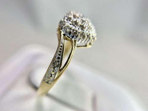 10k Yellow Gold Round Natural Diamond Heart Shape Dome Cocktail Ring