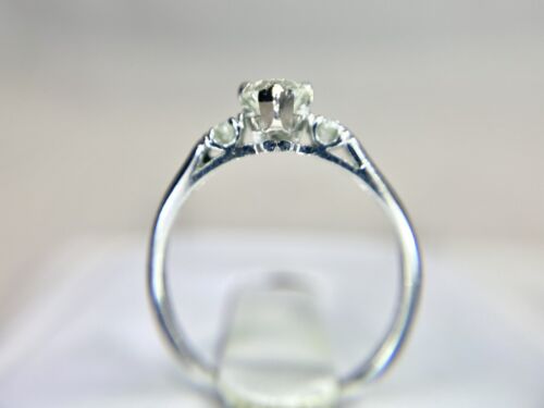 Art Deco Platinum Marquise Shape Round Natural Diamond Engagement Ring