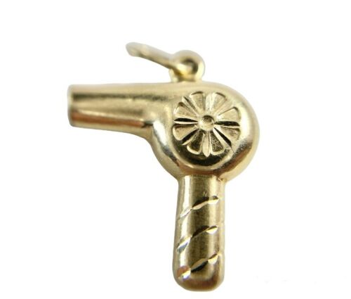 Vintage 14k Yellow Gold Blow Dryer Salon Theme 3D Charm Small Pendant