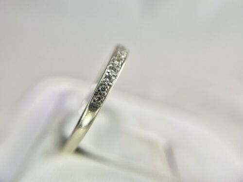 14k White Gold Natural Round Brilliant Diamond Wedding Band Stack Ring 1/5 TCW