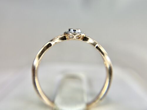 10k Rose Gold Designer Natural Round Diamond Pave Halo Small Engagement Ring