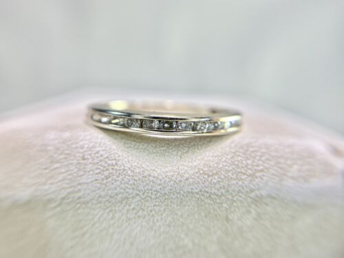 10k White Gold Round Brilliant Natural Diamond Channel Set Wedding Band Ring