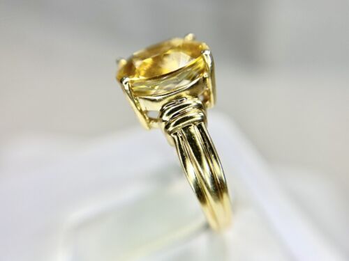 Vintage 14k Yellow Gold Natural Oval Shape Yellow Citrine Solitaire Ring