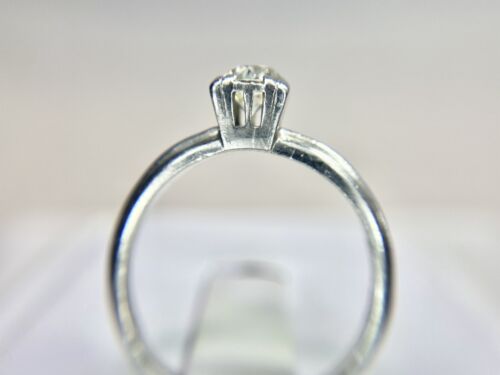 Art Deco Palladium Natural Round Old European Diamond Solitaire Engagement Ring