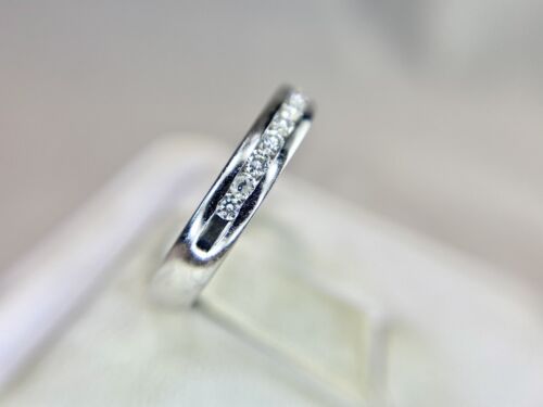 14k White Gold Round Brilliant Diamond Channel Set Wedding Band Stack Ring