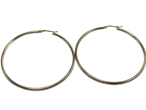 14k Yellow Gold Italy Lite Weight Thin Big Hoop Earrings