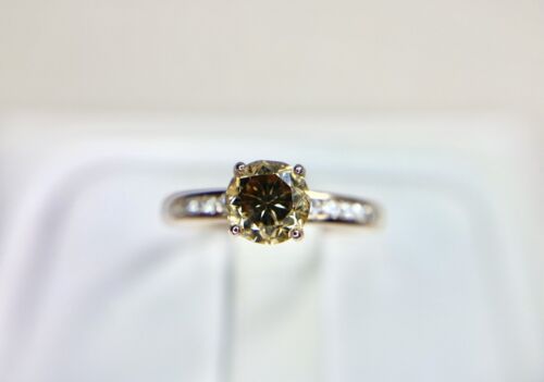 14k Rose Gold Designer Natural Fancy Brown Round Diamond Engagement Ring