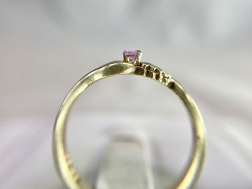 10k Yellow Gold Signed Black Hills Gold Natural Round Pink Topaz Solitaire Ring