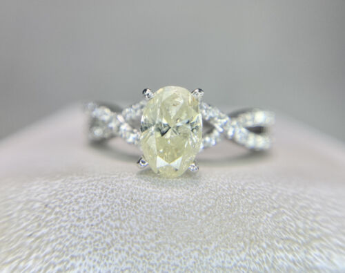 Estate Platinum Oval Shape Round Brilliant Natural Diamond Engagement Ring 1.50 