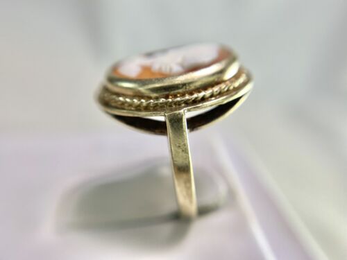 Art Deco 10k Yellow Gold Oval Pink Lady Cameo Bezel Big Cocktail Ring