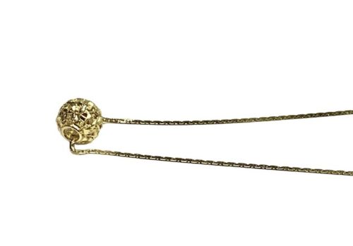 Vintage 14k Yellow Gold Designer Italian Round Ball Circle Pendant Necklace 