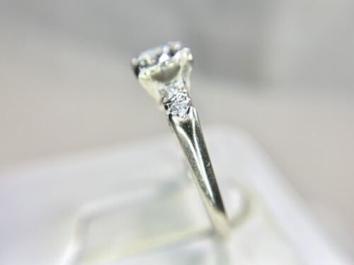 Art Deco 14k White Gold Natural Old European Diamond Engagement Ring