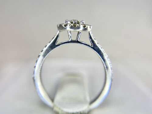 10k White Gold Natural Round Brilliant Diamond Small Halo Engagement Ring