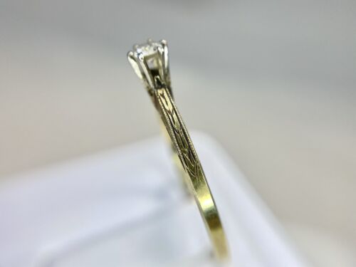 Art Deco 14k Yellow Gold Natural Old European Diamond Solitaire Engagement Ring