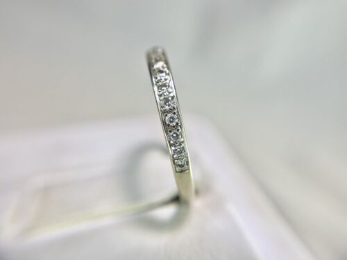 14k White Gold Natural Round Brilliant Diamond Wedding Band Stack Ring 1/5 TCW