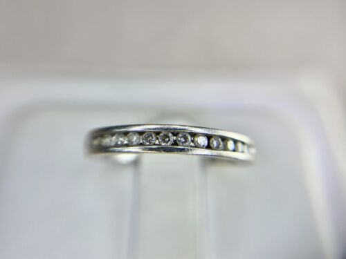 14k White Gold Natural Round Brilliant Diamond Channel Set Wedding Band Ring 