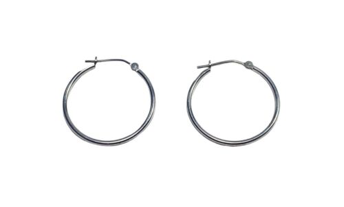 10k White Gold Small Designer Lightweight Hoop Earrings