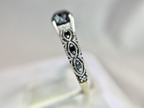 14k White Gold Natural Round Shape Black Color Diamond Engagement Ring 1.25 ct