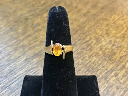 Vintage 14k Yellow Gold Natural Oval Shape Mexican Fire Opal Solitaire Ring