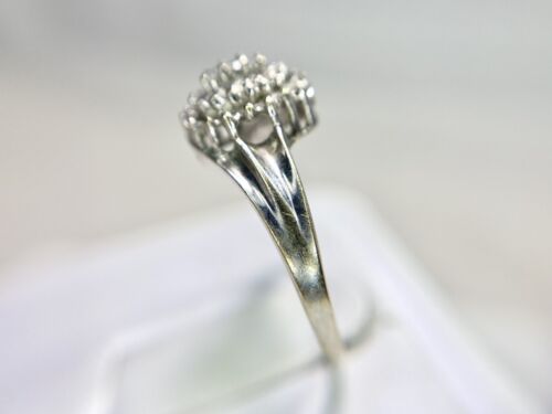 Vintage 10k White Gold Natural Round Diamond Small Cluster Bypass Ring