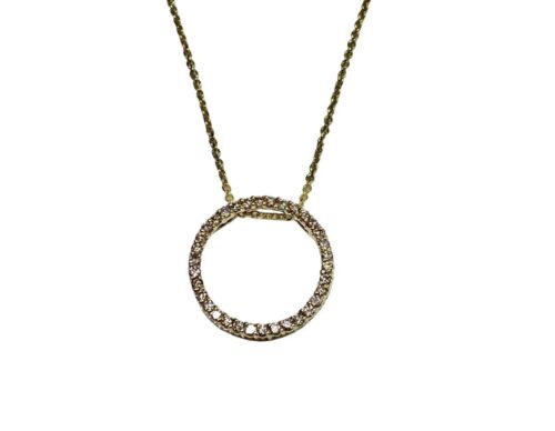 14k Yellow Gold Designer Natural Round Diamond Circle of Life Pendant