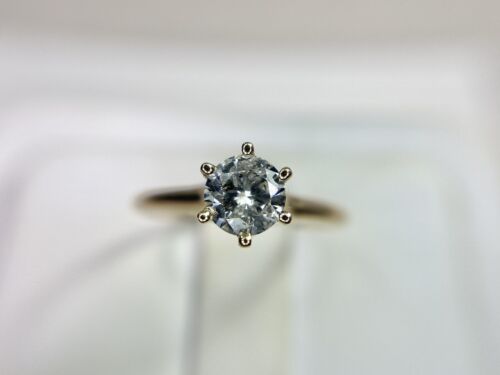 Vintage 10k Yellow Gold Natural Round Diamond Solitaire Engagement Ring