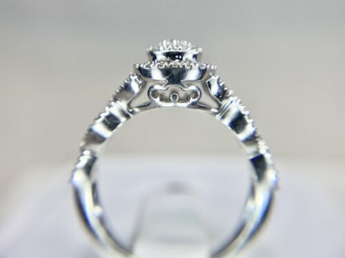 14k White Gold Designer Natural Round Brilliant Diamond Cluster Engagement Ring