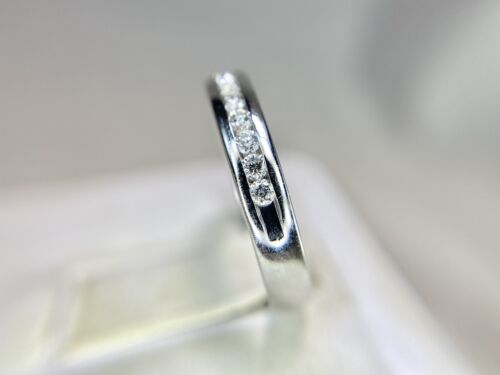 14k White Gold Round Brilliant Diamond Channel Set Wedding Band Stack Ring