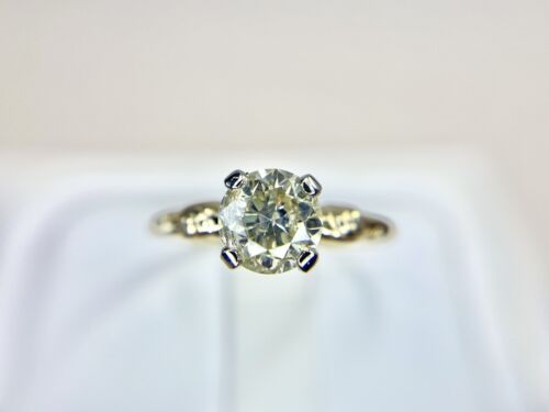 Vintage Yellow Gold Natural Round Brilliant Diamond Engagement Ring