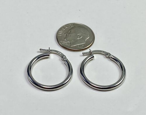 14k White Gold Designer Lite Weight Hoop Earrings