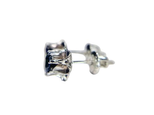 Vintage Art Deco 14k White Gold Natural Blue Sapphire Buttercup Stud Earrings