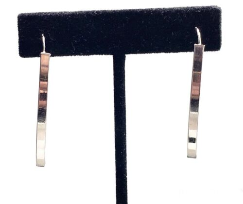 14k White Gold Designer Signed Long Statement Dangle Earrings 